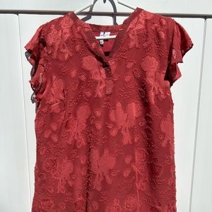 Elle Burnt Orange short sleeve blouse, size L